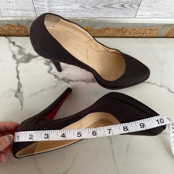 Christian Louboutin red bottom Brown Wool women’s Heels size 39 .8.5 - Picture 12 of 14